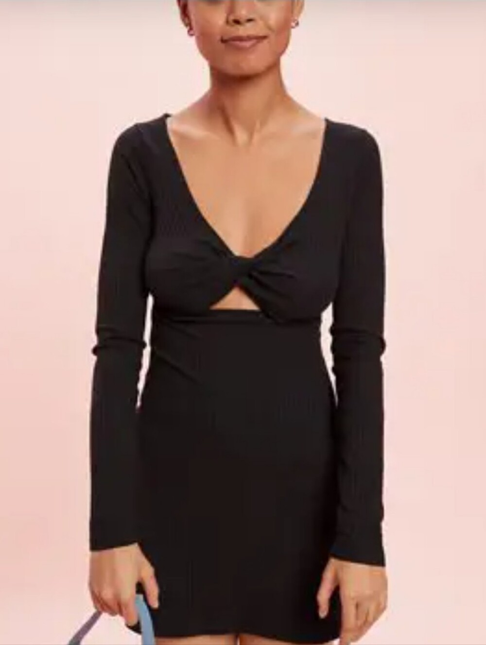 American Eagle Ribbed Twist Front Cut Out Mini Dress